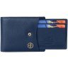 Классический кожаный мужской кошелек на кнопке с блоком для карт Hammonds Flycatcher HF502 синего цвета 108030 modnotak фото - 2