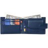 Классический кожаный мужской кошелек на кнопке с блоком для карт Hammonds Flycatcher HF502 синего цвета 108030 modnotak фото - 3