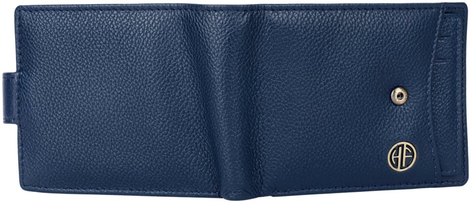 Классический кожаный мужской кошелек на кнопке с блоком для карт Hammonds Flycatcher HF502 синего цвета 108030 modnotak фото №5