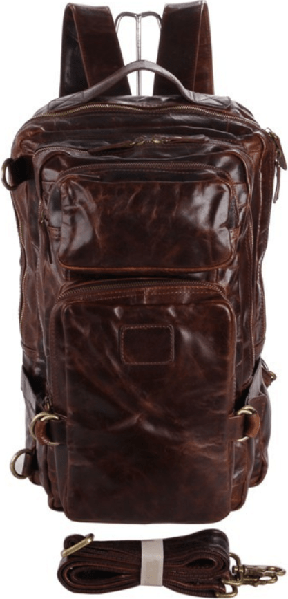 Шкіряний рюкзак-трансформер 2 в 1 коричневого кольору Vintage (20207)
