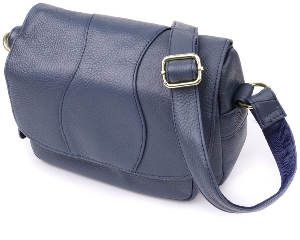 Повседневная женская сумка из фактурной кожи синего цвета через плечо Vintage 98130 фото №1 Повседневная женская сумка из фактурной кожи синего цвета через плечо Vintage 98130 modnotak фото №1