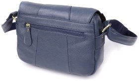 Повсякденна жіноча сумка із фактурної шкіри синього кольору через плече Vintage 98130