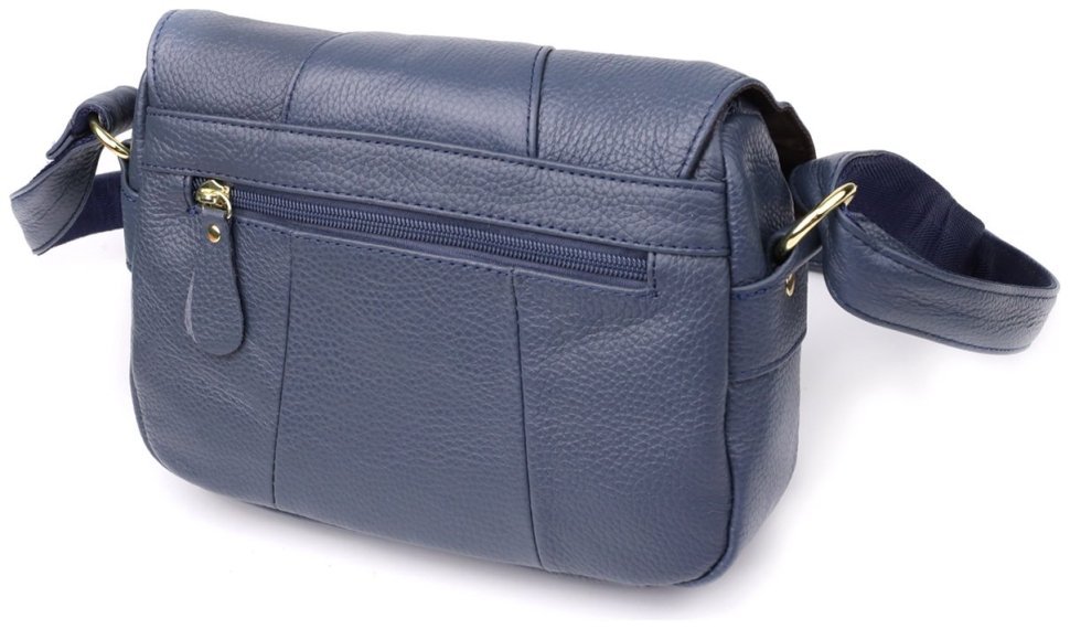 Повседневная женская сумка из фактурной кожи синего цвета через плечо Vintage 98130 фото №2 Повседневная женская сумка из фактурной кожи синего цвета через плечо Vintage 98130 modnotak фото №2