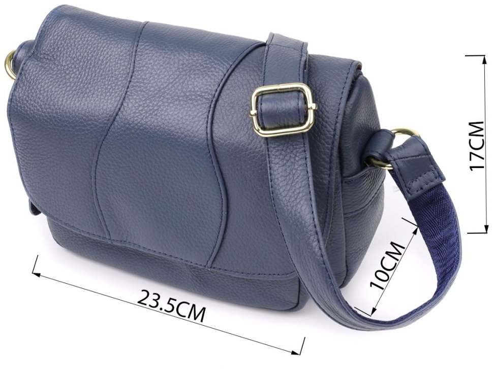 Повседневная женская сумка из фактурной кожи синего цвета через плечо Vintage 98130 фото №3 Повседневная женская сумка из фактурной кожи синего цвета через плечо Vintage 98130 modnotak фото №3