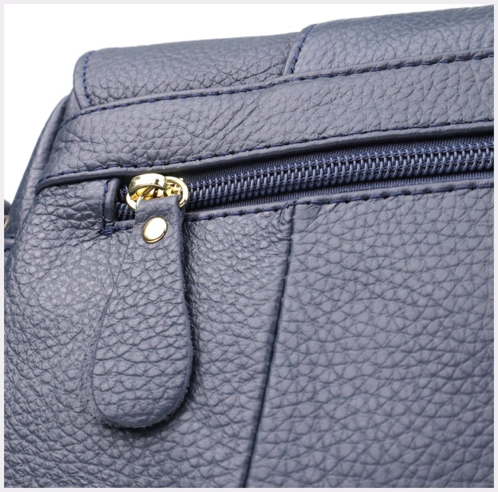 Повседневная женская сумка из фактурной кожи синего цвета через плечо Vintage 98130 фото №5 Повседневная женская сумка из фактурной кожи синего цвета через плечо Vintage 98130 modnotak фото №5