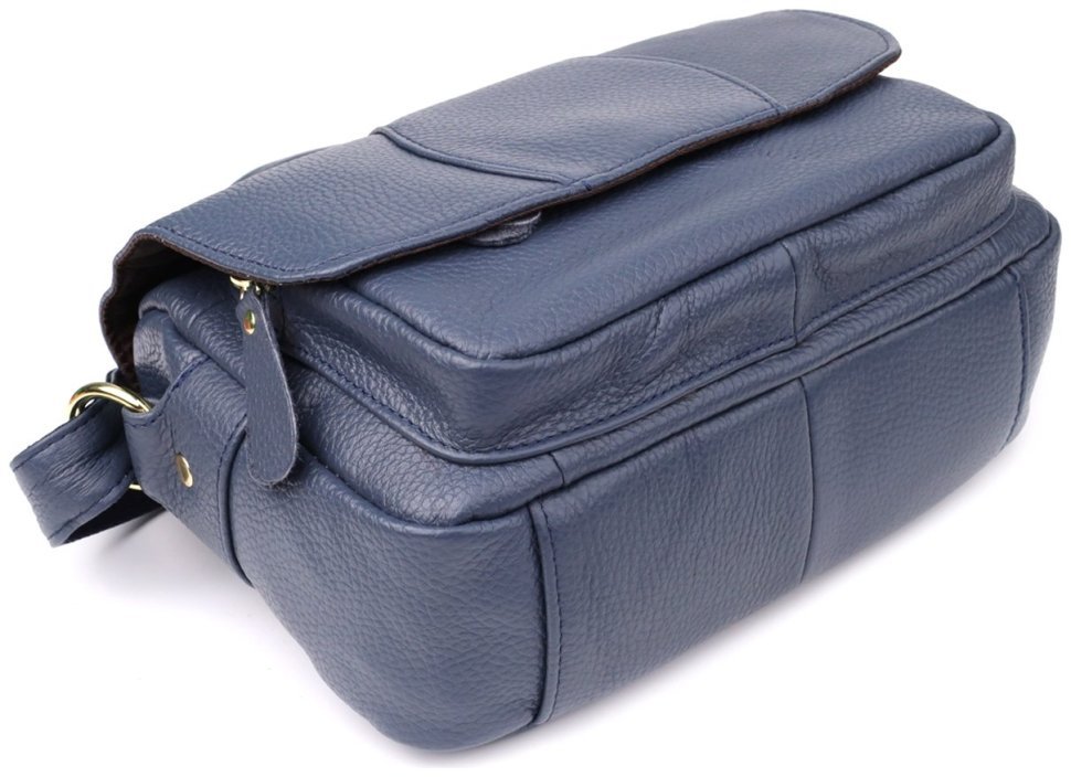 Повседневная женская сумка из фактурной кожи синего цвета через плечо Vintage 98130 фото №6 Повседневная женская сумка из фактурной кожи синего цвета через плечо Vintage 98130 modnotak фото №6