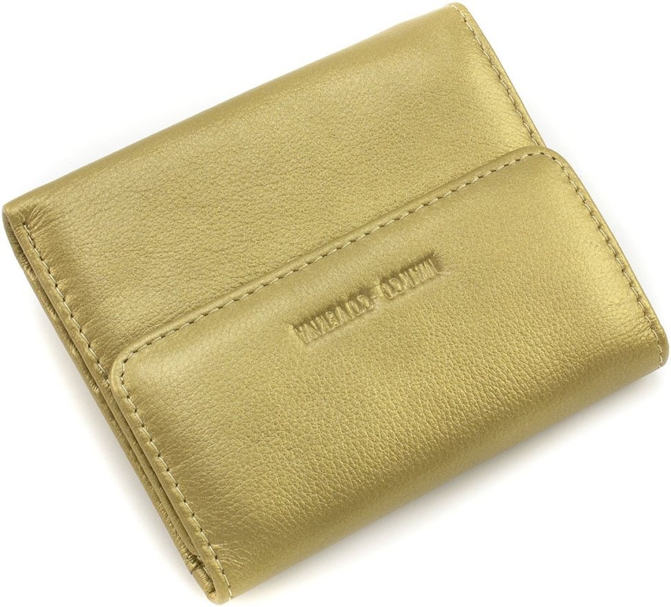 Золотистый женский кошелек небольшого размера из натуральной кожи Marco Coverna 68630
