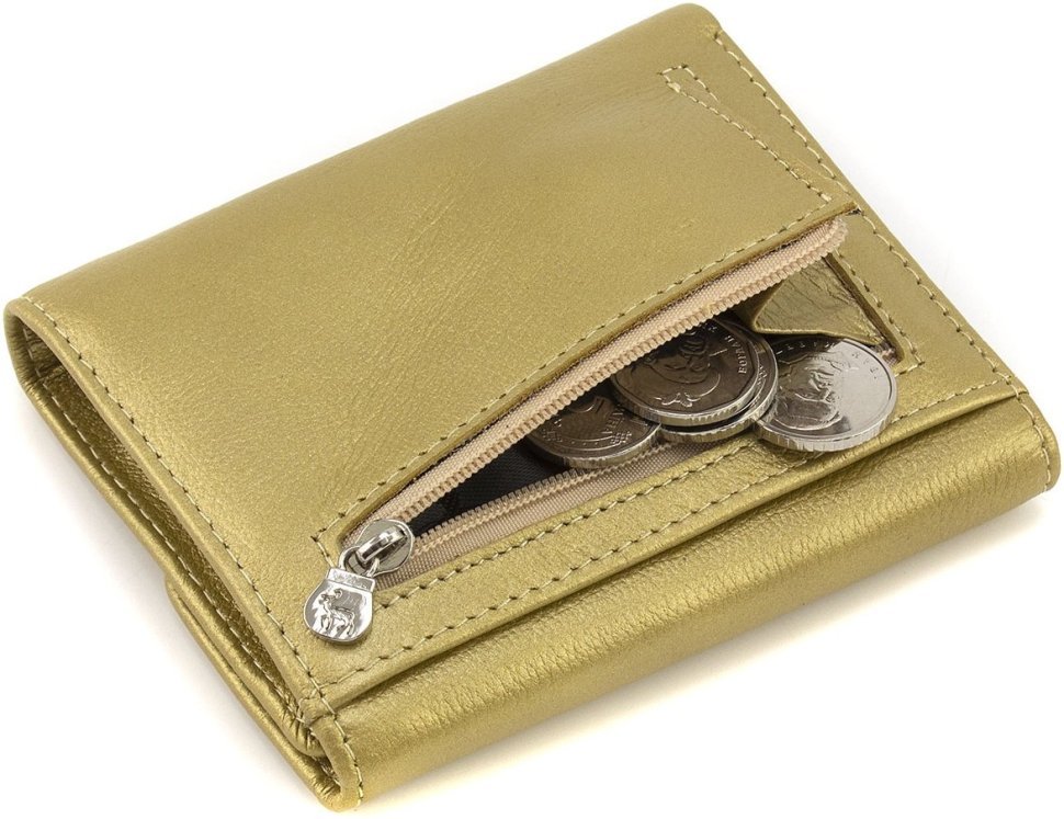 Золотий жіночий гаманець невеликого розміру з натуральної шкіри Marco Coverna 68630