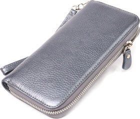 Сірий жіночий гаманець із натуральної шкіри флотар із блиском CANPELLINI (2421622)
