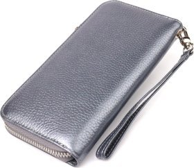 Сірий жіночий гаманець із натуральної шкіри флотар із блиском CANPELLINI (2421622)
