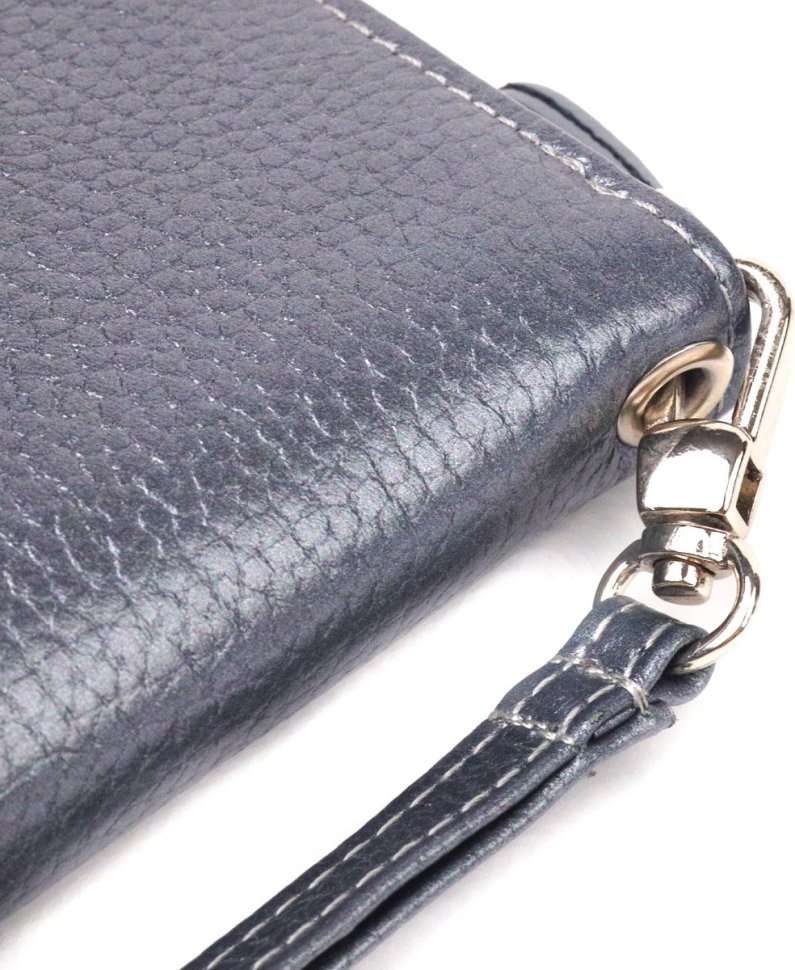 Сірий жіночий гаманець із натуральної шкіри флотар із блиском CANPELLINI (2421622)