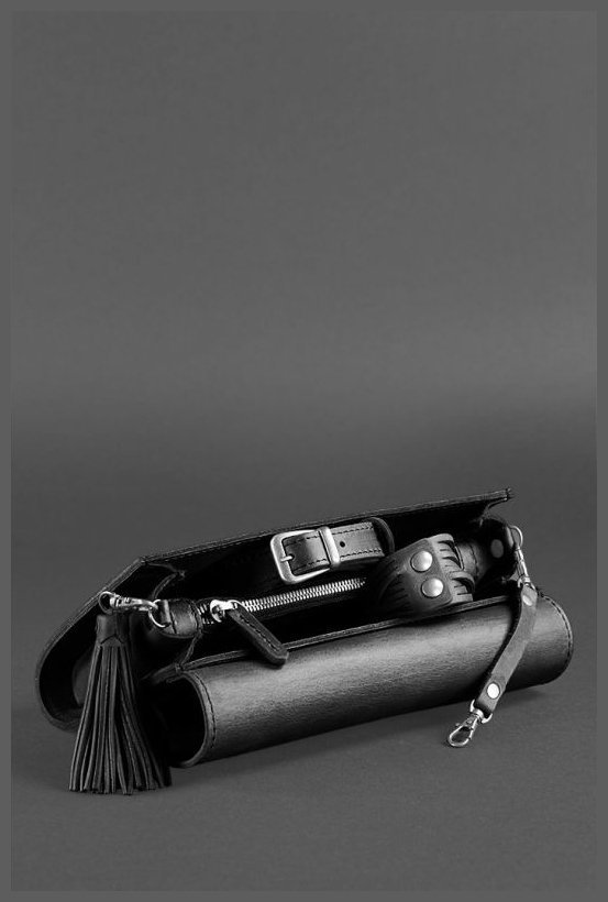 Женская черная сумка из натуральной кожи на пояс или через плечо BlankNote Элис 78829