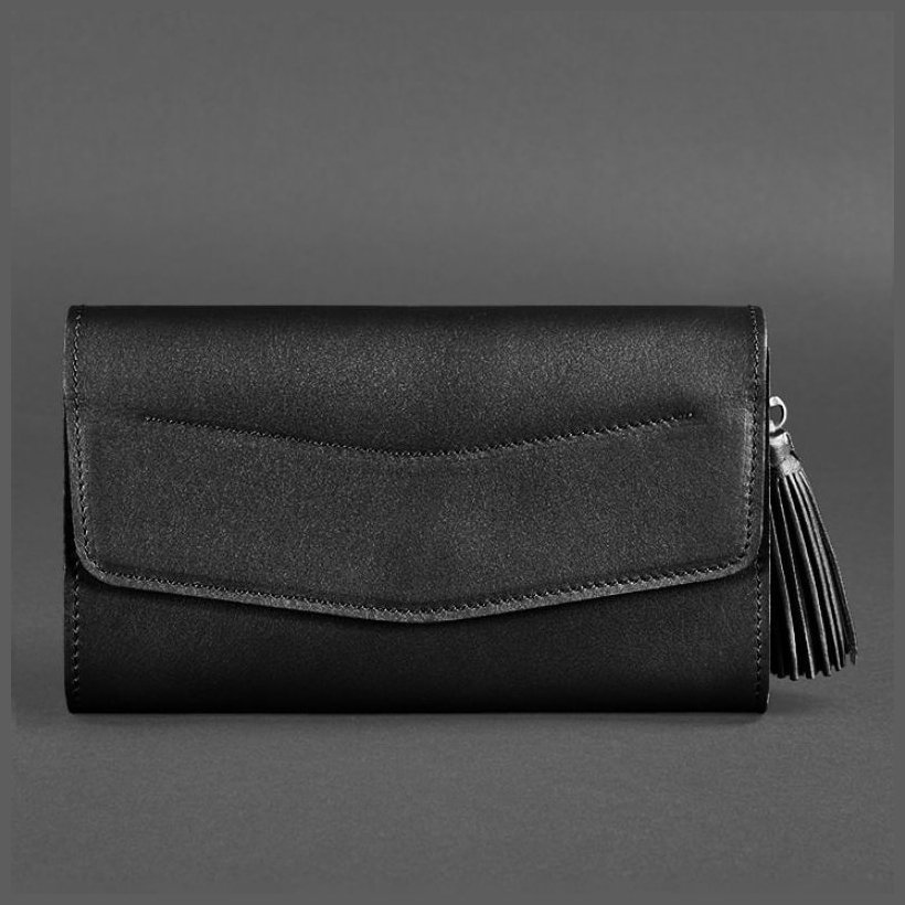 Жіноча чорна сумка із натуральної шкіри на пояс або через плече BlankNote Еліс 78829