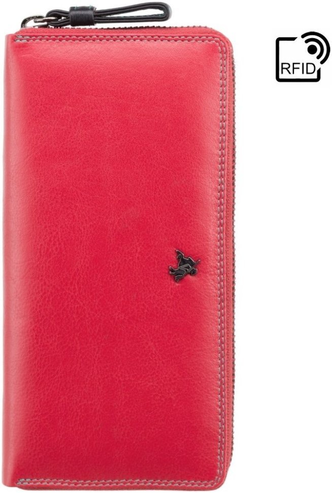 Красный женский кошелек большого размера из натуральной кожи на молнии Visconti 69130