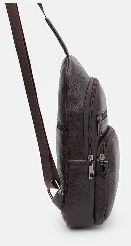 Практичный кожаный мужской рюкзак слинг через плечо Keizer 89130 Коричневый фото №4 Практичный кожаный мужской рюкзак слинг через плечо Keizer 89130 Коричневый modnotak фото №4