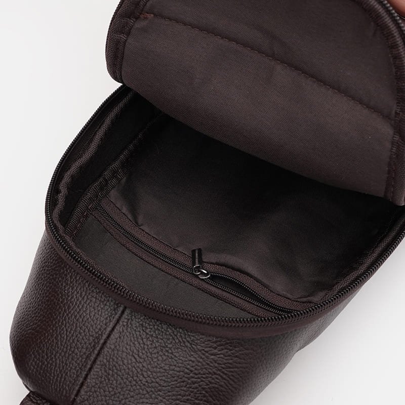 Практичный кожаный мужской рюкзак слинг через плечо Keizer 89130 Коричневый фото №5 Практичный кожаный мужской рюкзак слинг через плечо Keizer 89130 Коричневый modnotak фото №5