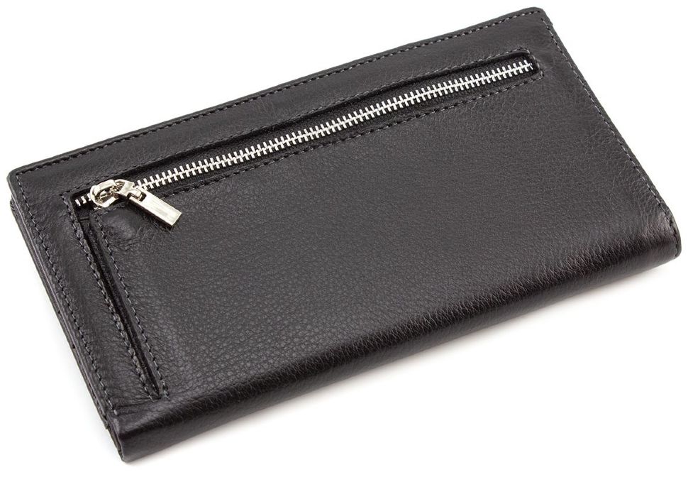 Кожаный повседневный купюрник черного цвета MD Leather Collection (16736)