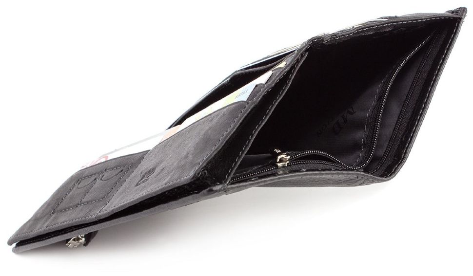 Кожаный повседневный купюрник черного цвета MD Leather Collection (16736)