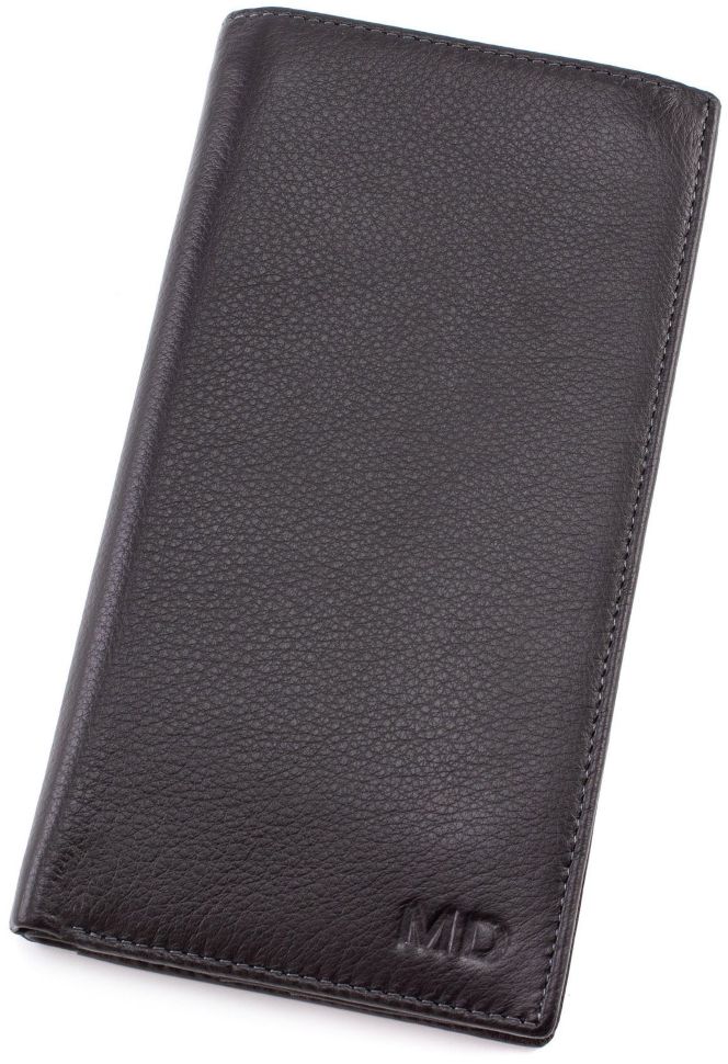 Шкіряний повсякденний купюрник чорного кольору MD Leather Collection (16736)