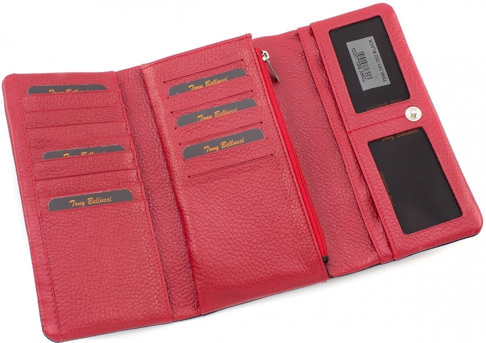 Стильний жіночий гаманець зі шкіри чорно-червоного кольору Tony Bellucci (12441)