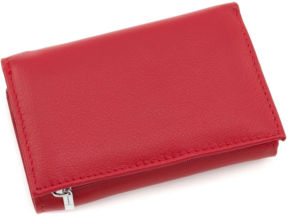 Маленький жіночий гаманець потрійного складання з натуральної червоної шкіри ST Leather (15351)