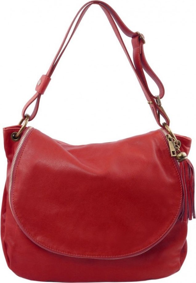 Красная женская сумка на плечо из натуральной кожи в большом размере Tuscany Leather (21730)