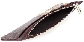 Кожаный женский картхолдер в бордово-бежевом цвете KARYA (15577)