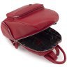 Вместительный кожаный женский рюкзак красного цвета на молнии KARYA 69730 - 7