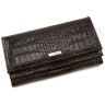 Коричневий гаманець з блоком для карт і фактурою під крокодила KARYA (1014-57) - 1