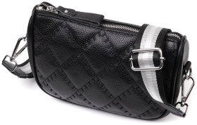 Чорна жіноча стьобана сумка з натуральної шкіри на плече Vintage 2422394