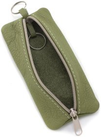 Довга світло-зелена жіноча ключниця із натуральної шкіри на блискавці ST Leather 70831