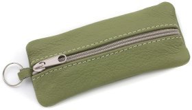 Довга світло-зелена жіноча ключниця із натуральної шкіри на блискавці ST Leather 70831