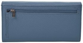 Женский длинный кошелек из натуральной зернистой кожи голубого цвета Desisan 81131