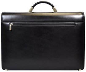 Чоловічий діловий портфель із гладкої шкіри чорного кольору Desisan 81431