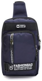 Текстильна чоловіча сумка-слінг синього кольору із принтом Monsen 71531