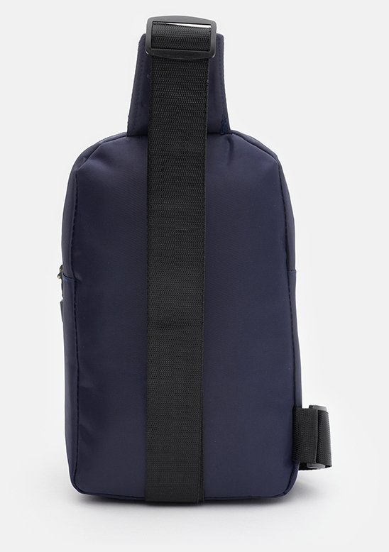 Текстильна чоловіча сумка-слінг синього кольору із принтом Monsen 71531