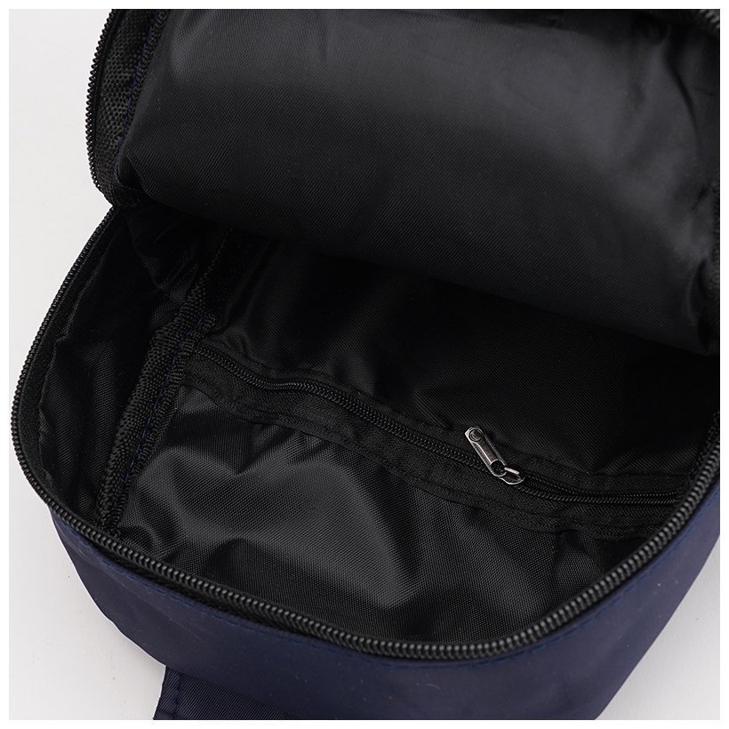 Текстильная мужская сумка-слинг синего цвета с принтом Monsen 71531