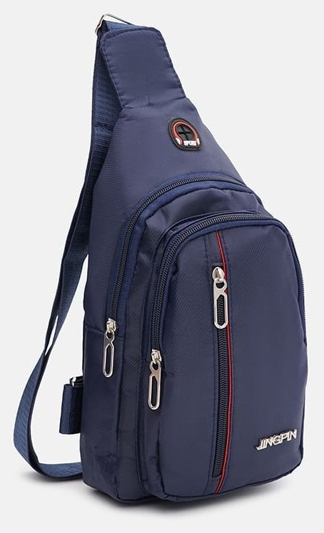 Чоловічий слінг-рюкзак через плече із синього текстилю Monsen 71631