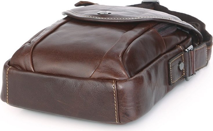 Компактна наплічна сумка з натуральної шкіри з клапаном VINTAGE STYLE (14388)