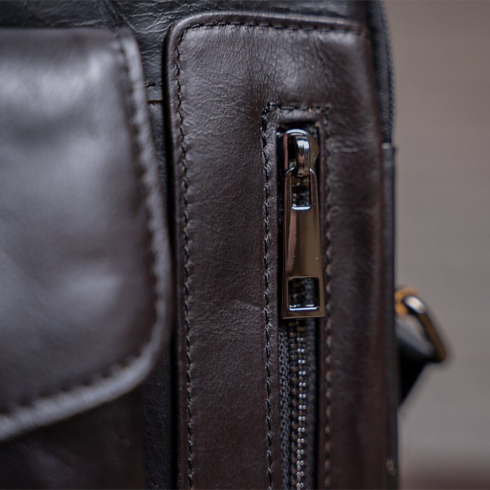 Кожаная мужская сумка планшет черного цвета VINTAGE STYLE (14708)