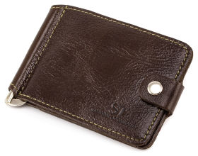 Глянцевый зажим для денег коричневого цвета ST Leather (16867)