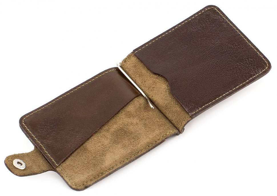Глянцевий затиск для грошей коричневого кольору ST Leather (16867)