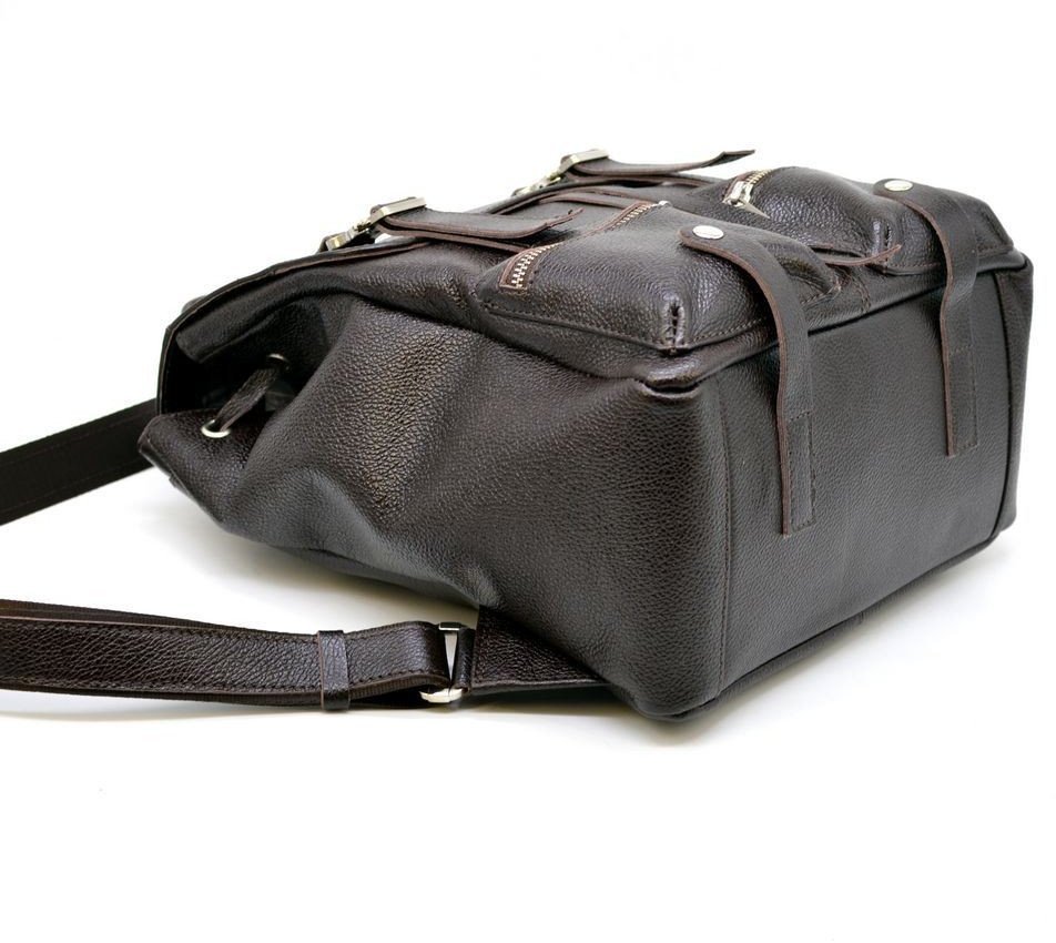 Женский большой темно-коричневый рюкзак из кожи флотар TARWA (19758)