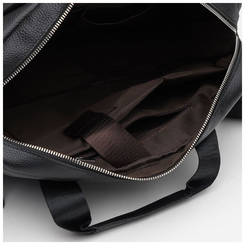 Чоловіча ділова сумка із фактурної шкіри чорного кольору для ноутбука та документів Keizer 72431