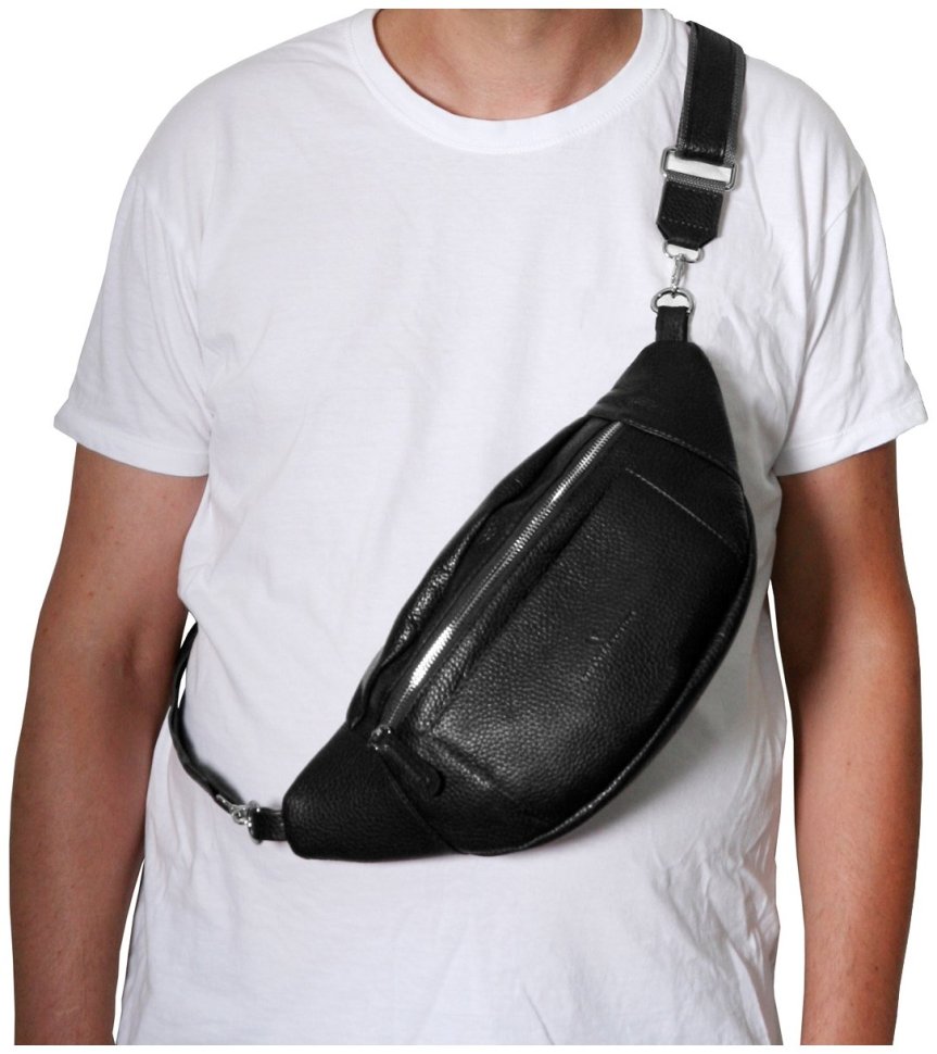 Мужская сумка-бананка из натуральной зернистой кожи Vip Collection 102631 modnotak фото №3