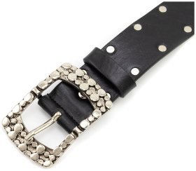 Шкіряний італійський ремінь із заклепками Gherardini 40837 чорний