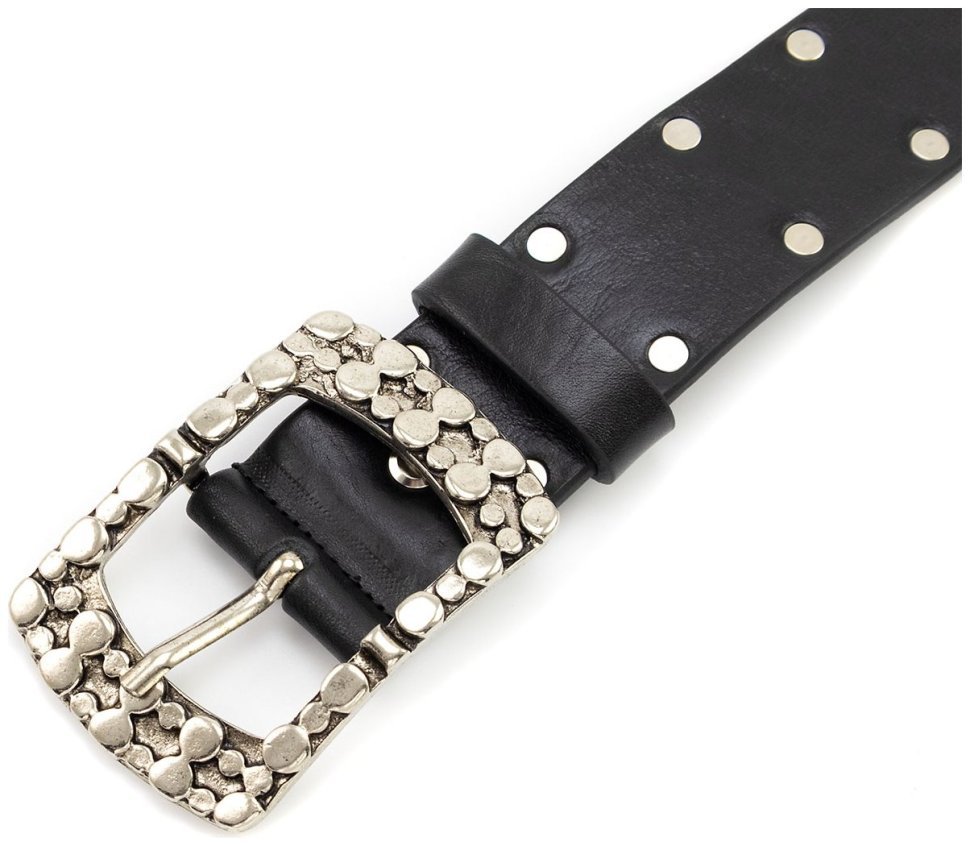 Шкіряний італійський ремінь із заклепками Gherardini 40837 чорний modnotak фото №2