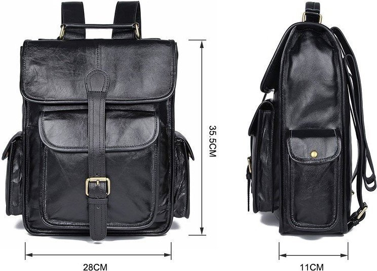Вместительный функциональный рюкзак черного цвета VINTAGE STYLE (14967)
