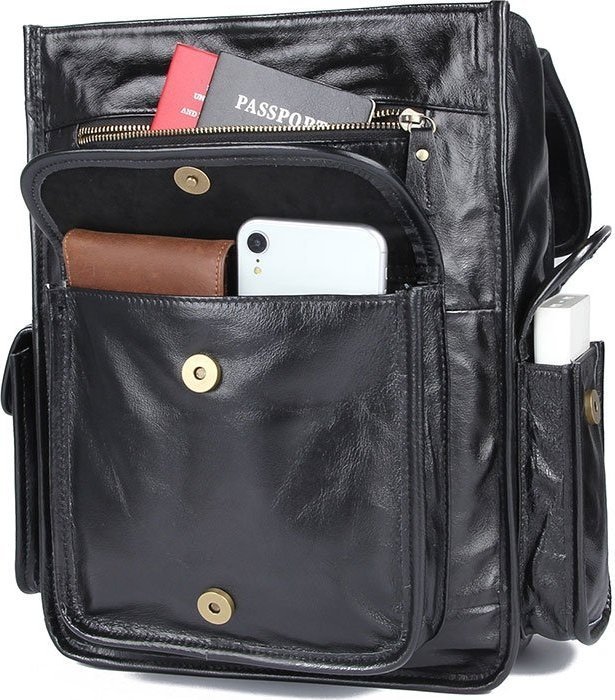 Місткий функціональний рюкзак чорного кольору VINTAGE STYLE (14967) фото №6 Місткий функціональний рюкзак чорного кольору VINTAGE STYLE (14967) modnotak фото №6