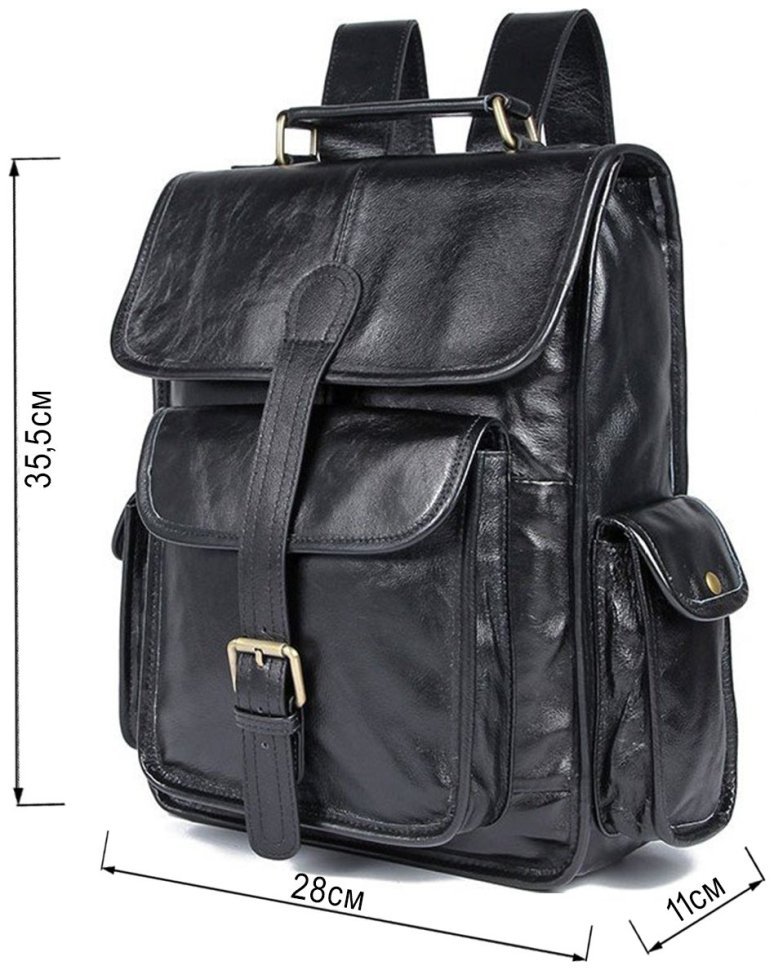 Місткий функціональний рюкзак чорного кольору VINTAGE STYLE (14967) фото №11 Місткий функціональний рюкзак чорного кольору VINTAGE STYLE (14967) modnotak фото №11